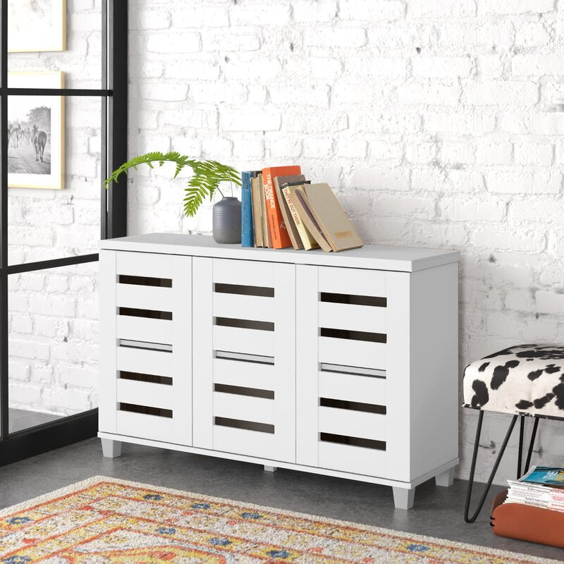 White 16 Pair Shoe Storage Cabinet 3 Doors Shoe Cabinet with 4 Layers div class aod buynow div Inhomelivings