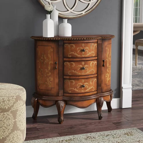 Half circle shop accent cabinet