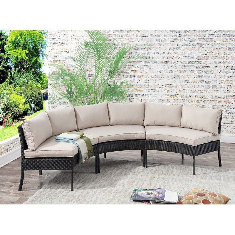 South Sea Outdoor New Java 3-Piece Outdoor Sectional Set w/ Square Corner  in Sandstone CODE