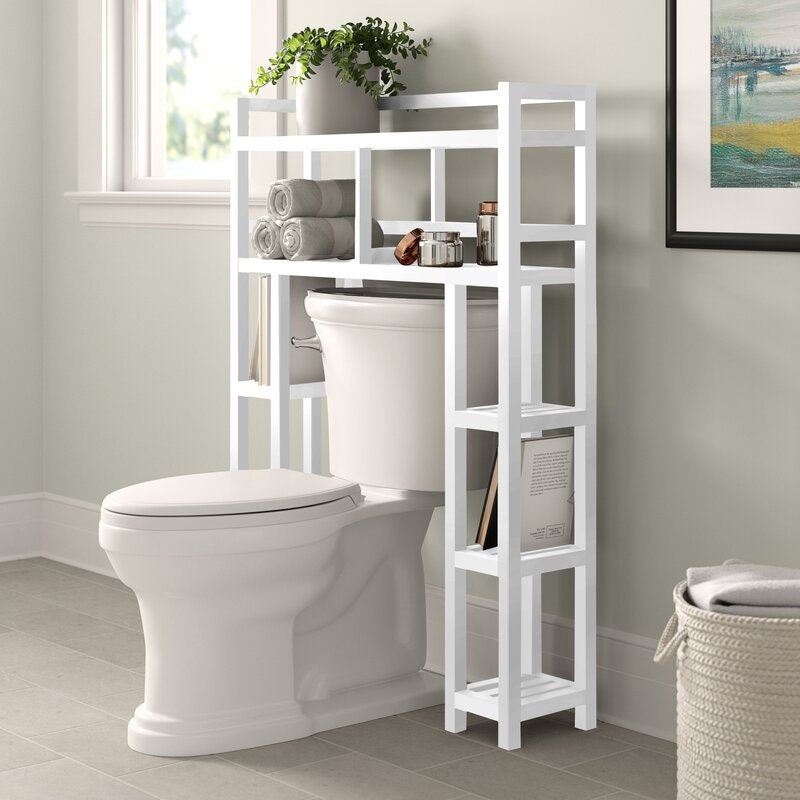 Solid Wood Over The Toilet Storage Freestanding Piece Features Six Sma <div  class=aod_buynow></div>– Inhomelivings