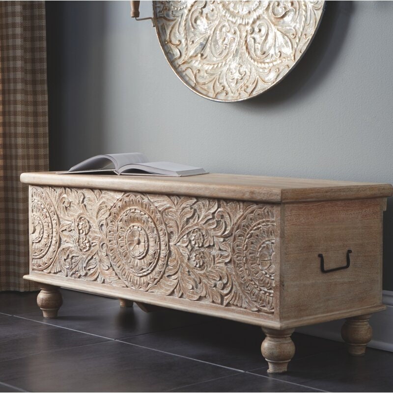 Amirah Wood Flip Top Storage Bench Bring Boho chic Style to your