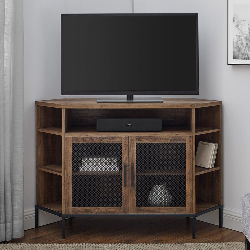 Metal and wood corner tv sales stand