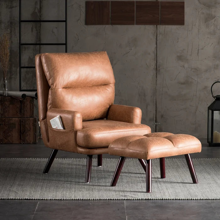 Wide chair on sale with ottoman