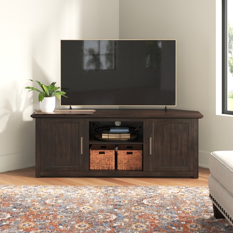 Dark brown discount corner tv stand