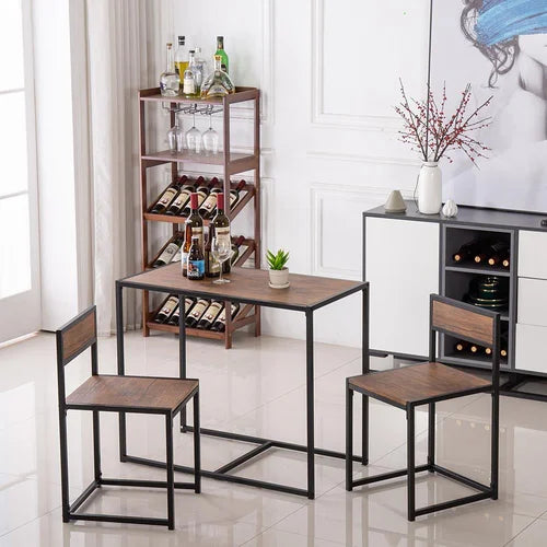 Wood Anabriana 2 Person Dining Set Rustic Dining Table Set