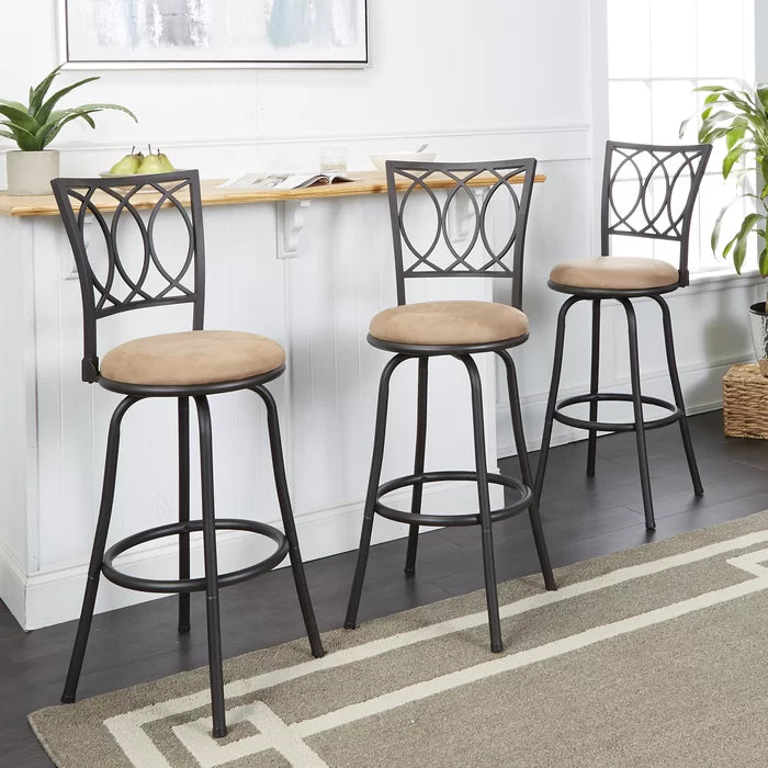 Tan Microfiber Atoka Swivel Upholstered Adjustable Height Bar