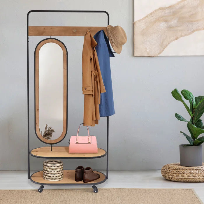 Hall tree with shoe storage and mirror store
