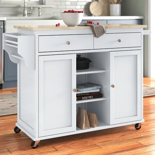 Batchtown 46.5 Wide Rolling Kitchen Cart with Solid Wood Top