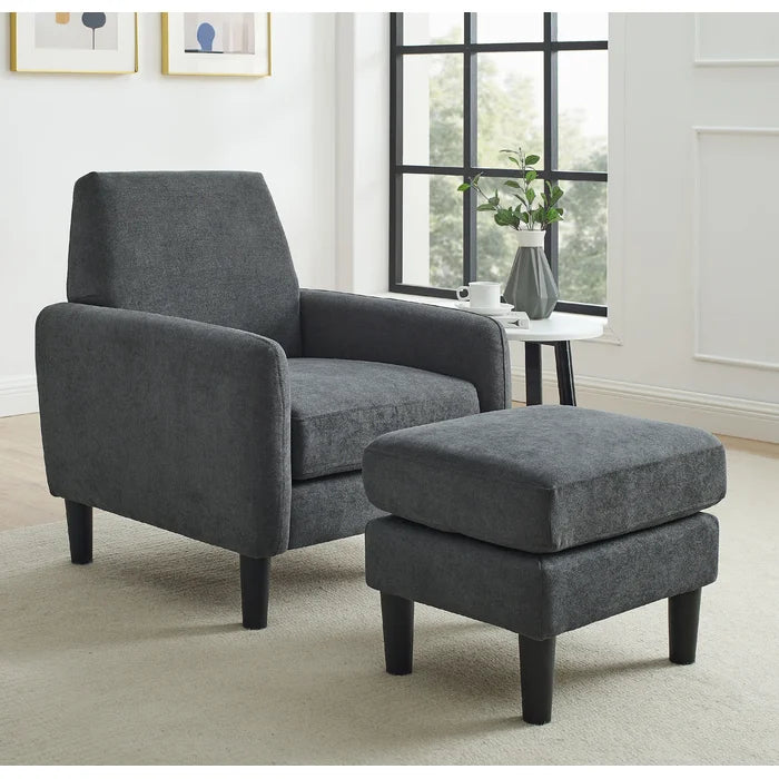 Wide armchair hotsell with ottoman