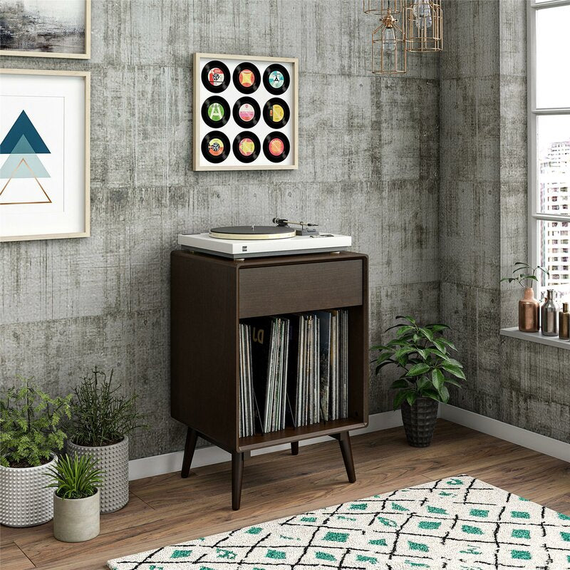 Brittany Turntable Audio Rack Trendy Mid century Modern Look