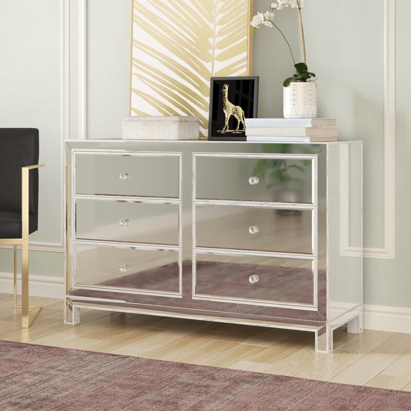 Mirrored hot sale double dresser