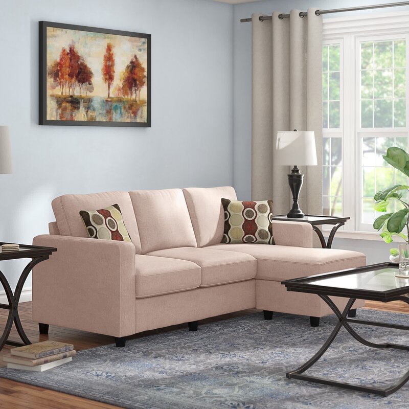 Reversible sofa and chaise with sales ottoman