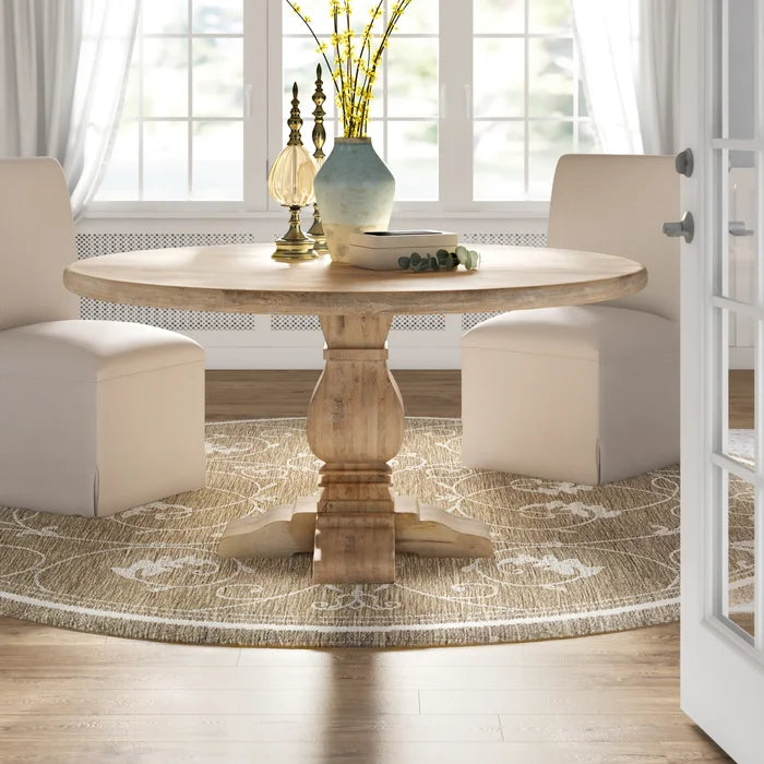 Solid oak outlet pedestal dining table