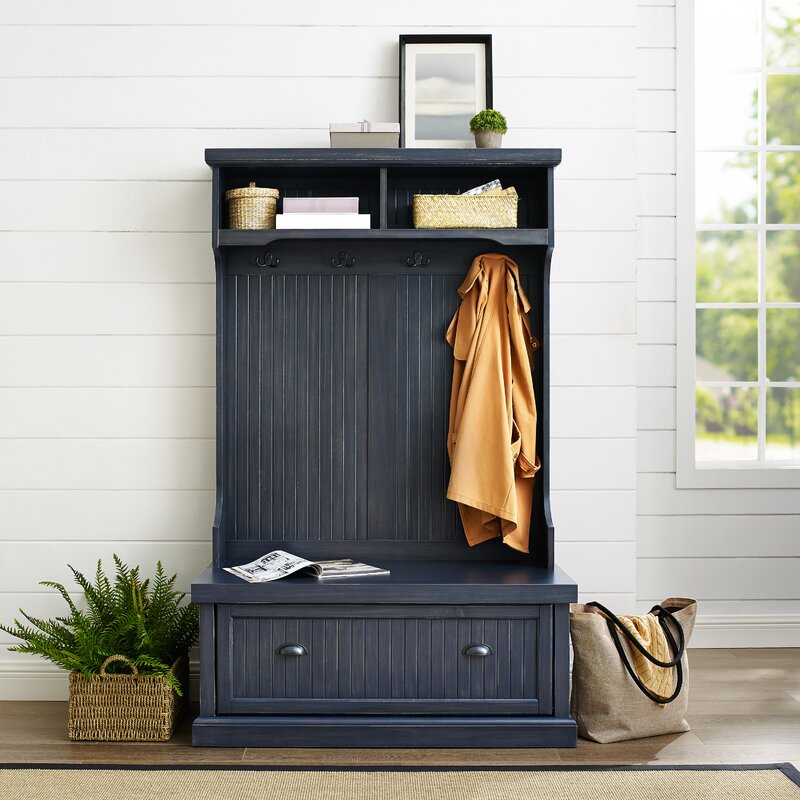 Solid wood hall tree with shoe storage hotsell