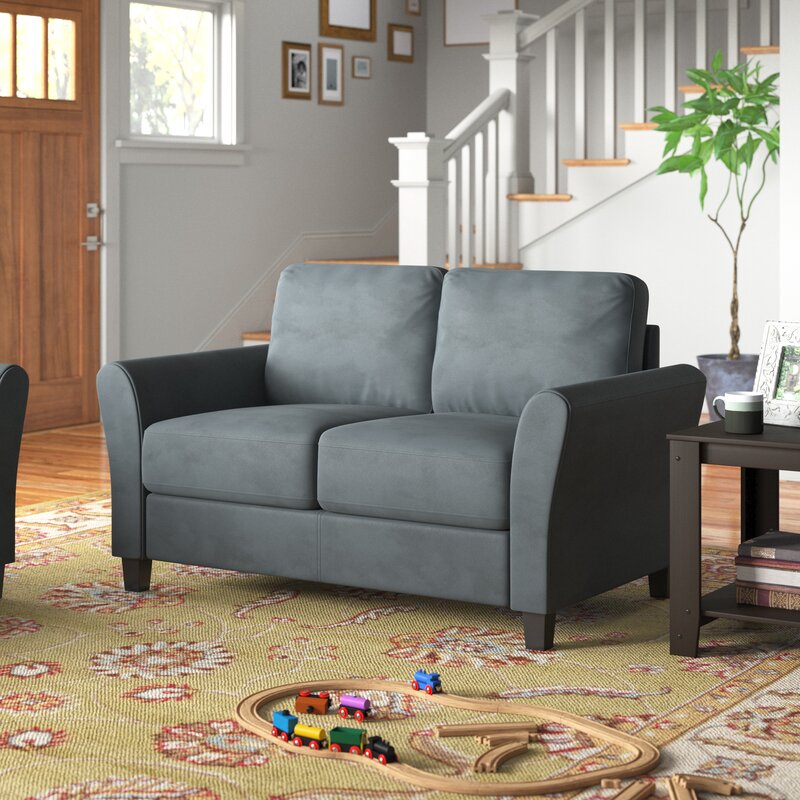 Celestia microfiber sales flared arm sofa