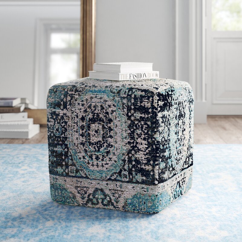 Navy pouf store ottoman