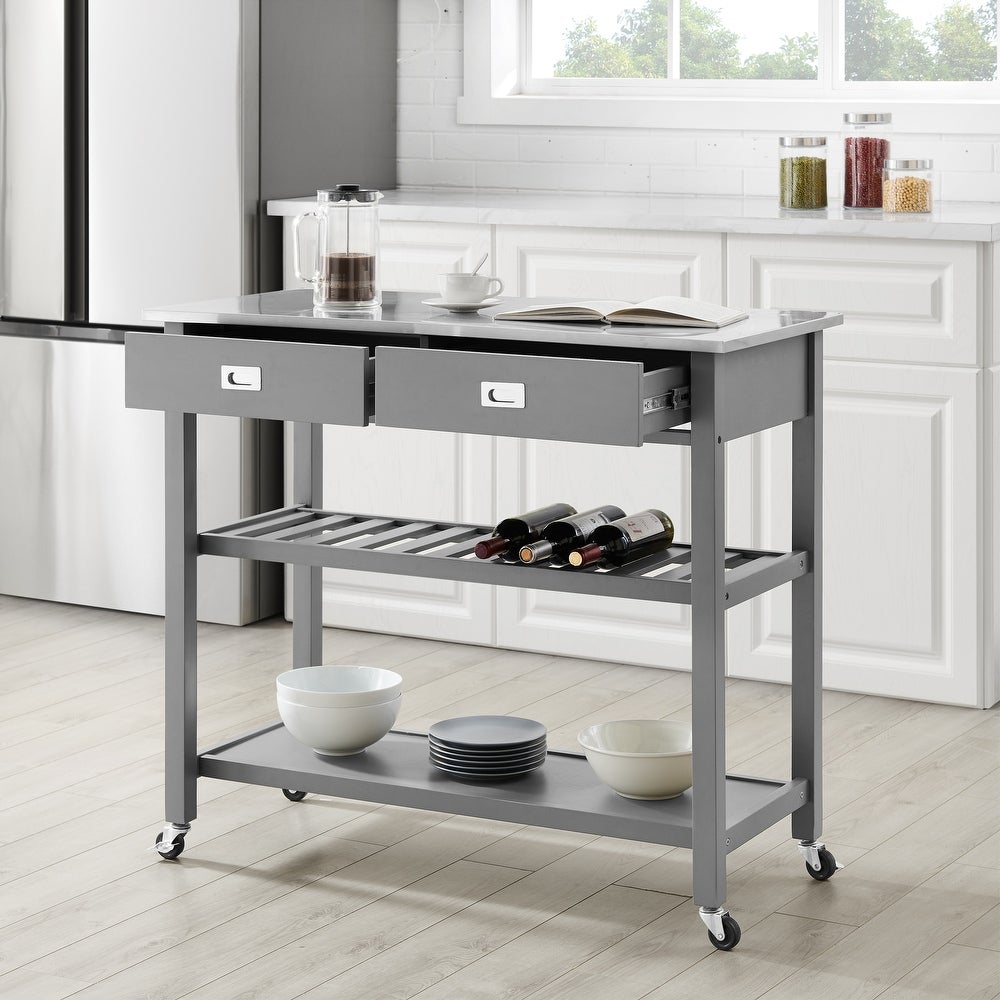 Stainless Steel Top Kitchen Island/Cart - Ideal for Adding Extra Count <div  class=aod_buynow></div>– Inhomelivings