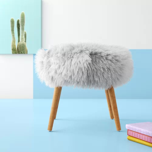White fur vanity stool cheap