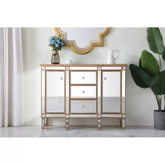 Kaysen 2 door mirrored accent cabinet top