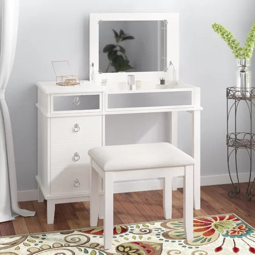 Three posts torrance vanity set sale with stool and mirror