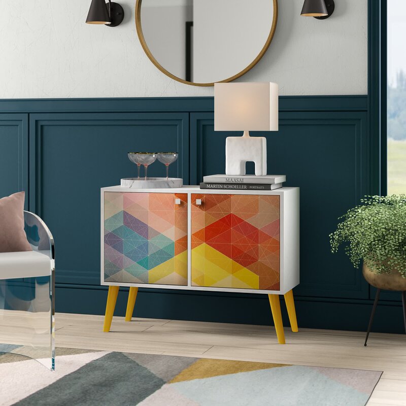 2 Door Accent Cabinet Blends Minimalist Modern Design Splash of