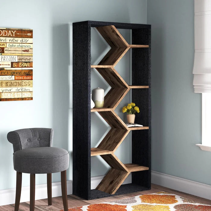 Black top geometric bookshelf