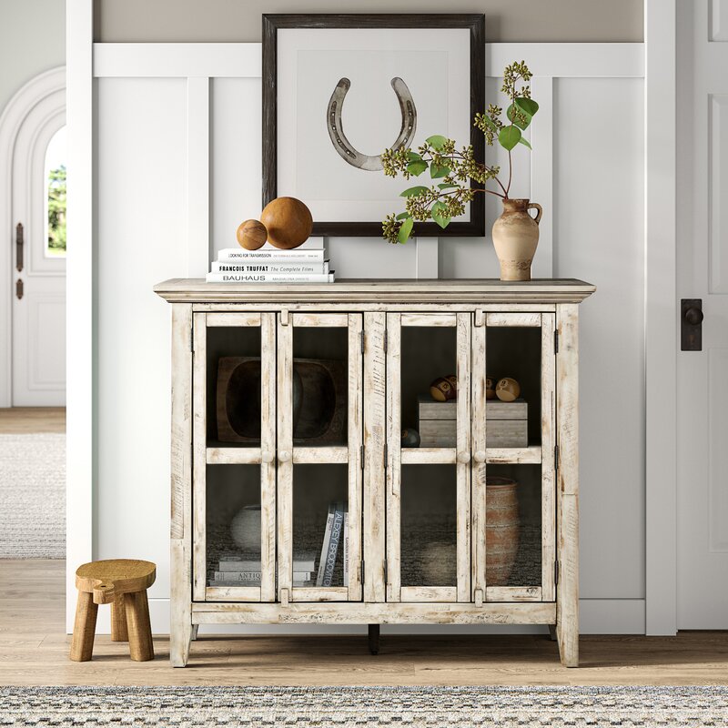 Glass door accent cabinet deals