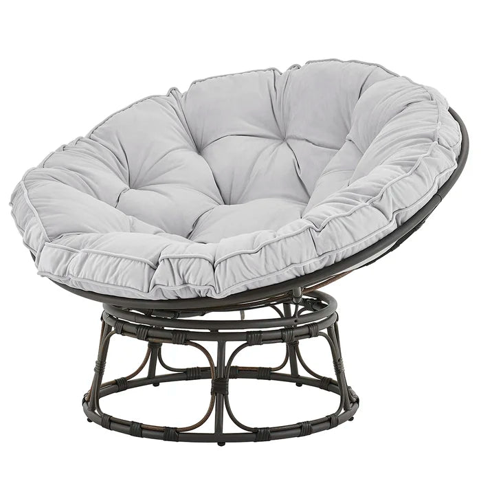 Light Gray Polyester Blend 45 Wide Tufted Papasan Chair Durable