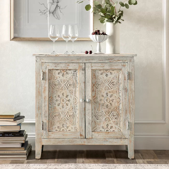 Beige accent store cabinet