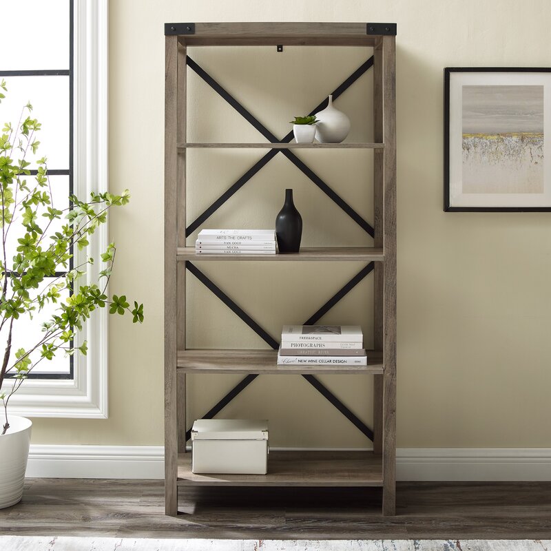 Gray clearance etagere bookcase