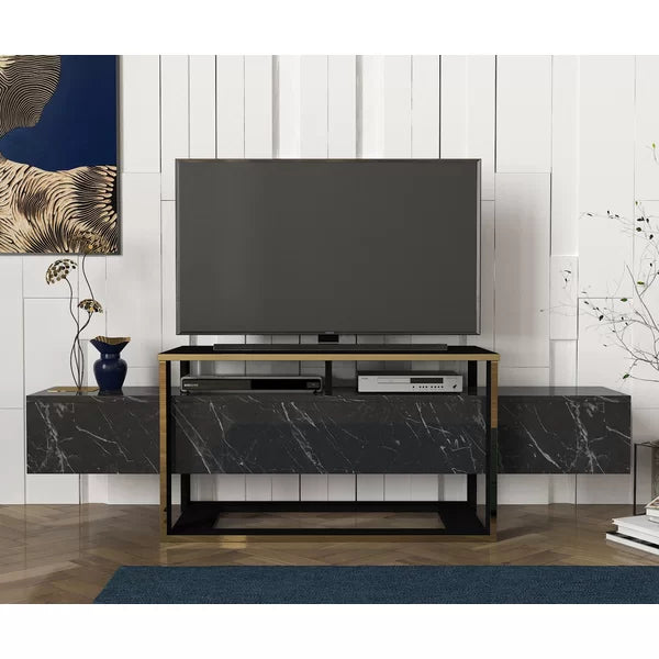 Black marble shop media console