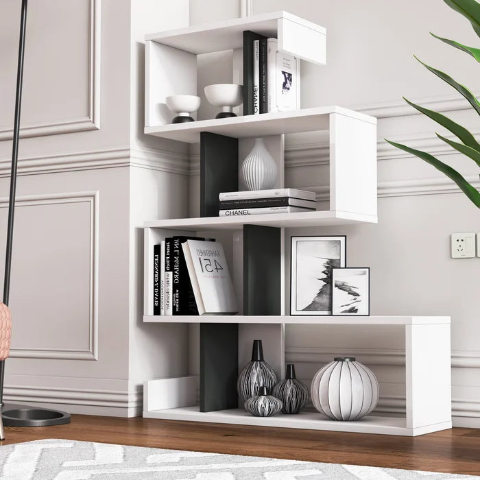 Geometric white sales bookcase