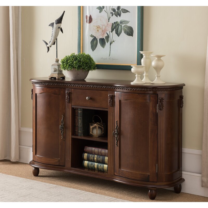 Fitu 47.375 Wide 1 Drawer Buffet Table Open Shelves and a Pair of Cabinets