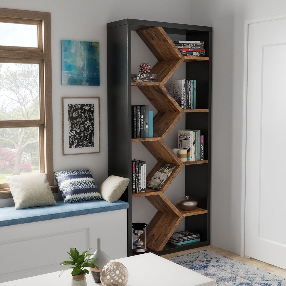 Corner bookcase walnut deals