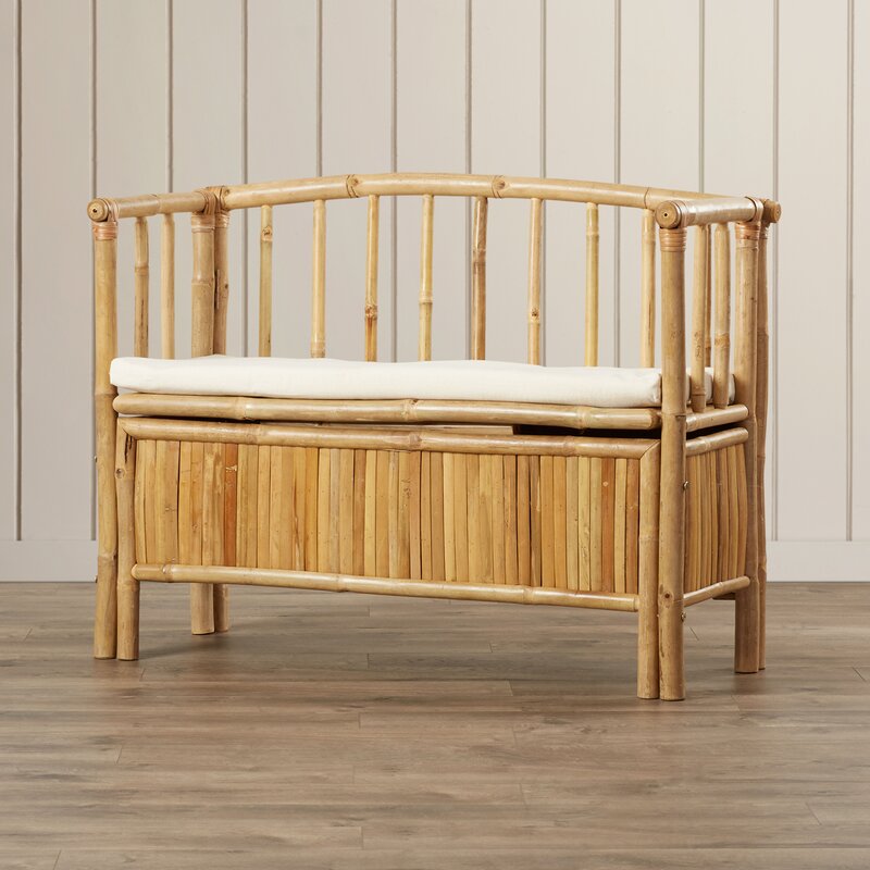 Gerhard Solid Wood Flip Top Storage Bench Durable Bamboo Roots