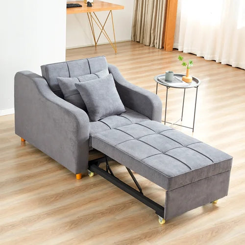 Dark Gray Gilbertson Twin 35 Wide Linen Cushion Back Convertible
