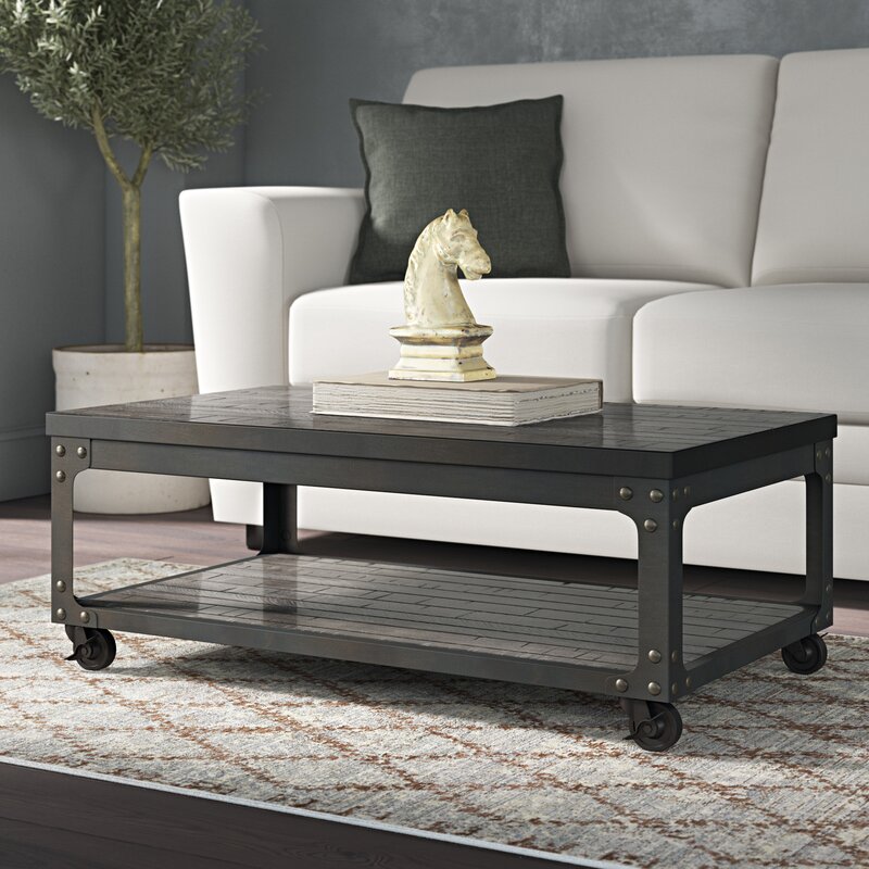 Wheel coffee outlet table with storage