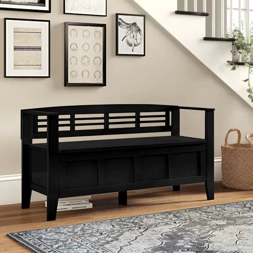 Black wood storage bench deals