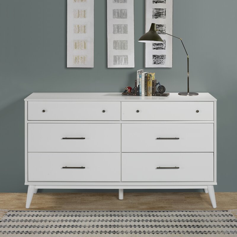 Solid wood white 6 drawer sale dresser