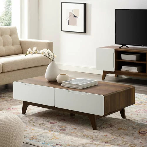 Walnut and sales white side table
