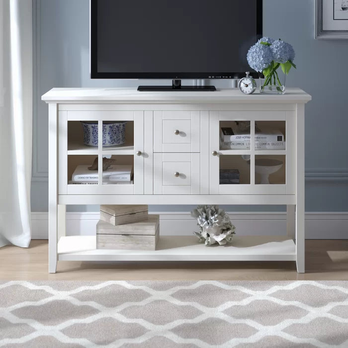 Bright white shop entertainment center