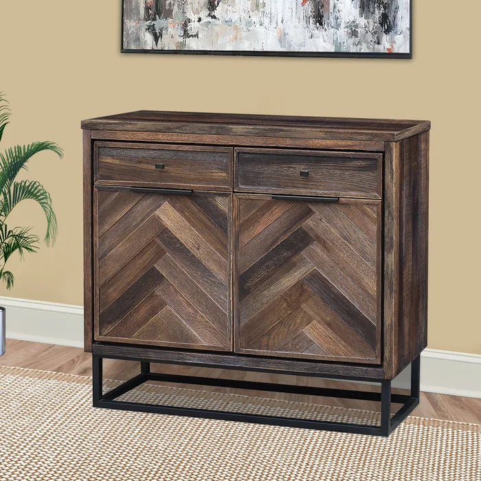 Herringbone accent shop cabinet