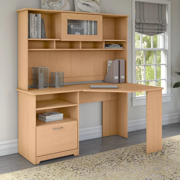 Natural Maple Hillsdale Reversible Corner Desk with Hutch