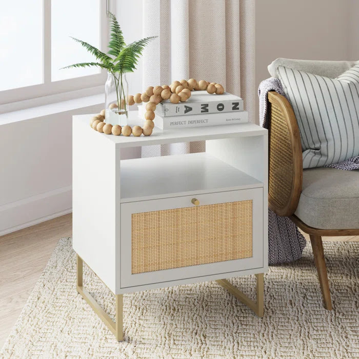 Hugette sled end table with storage deals