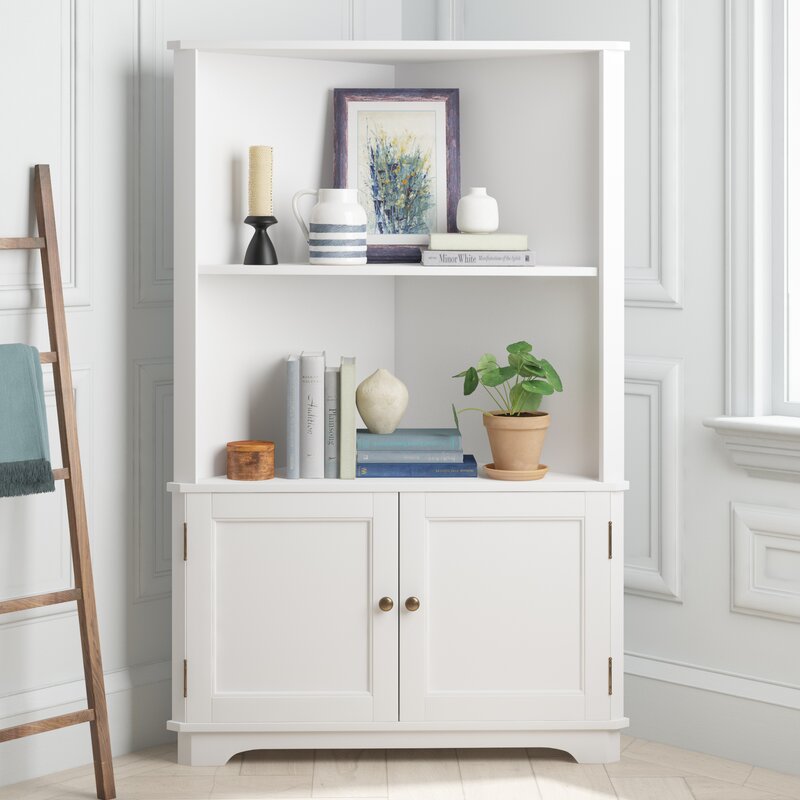 White corner bookcase with doors deals
