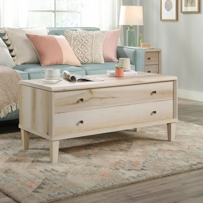 Maple coffee sales table with storage