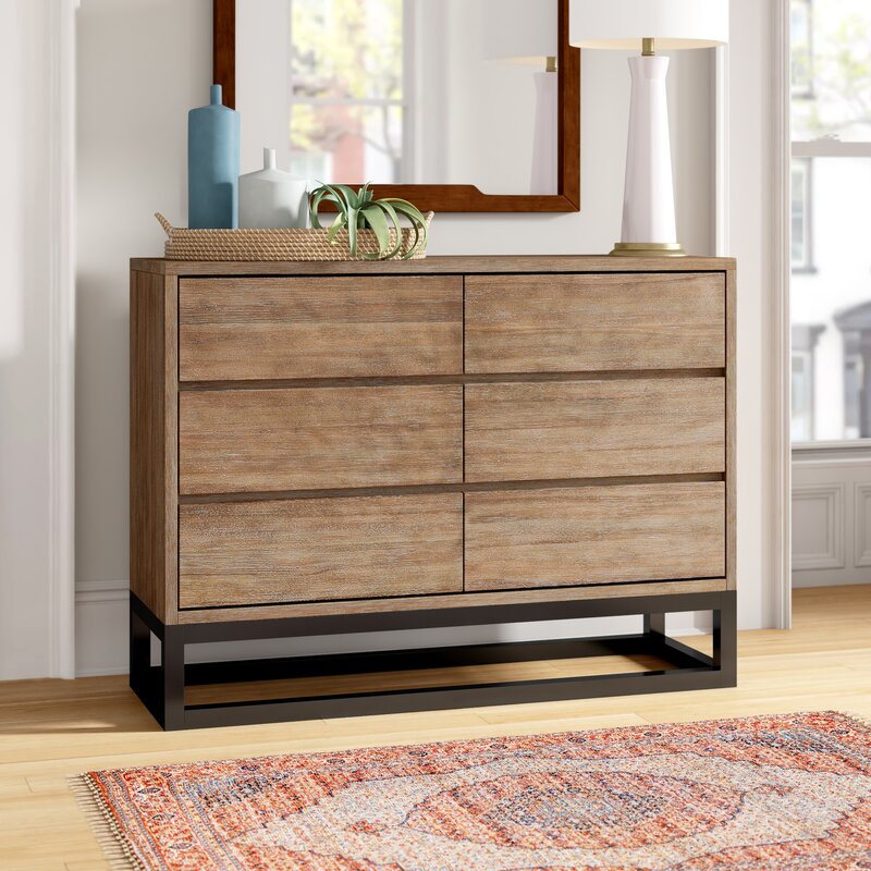 Natural Joshua 6 Drawer 48 W modern Silhouette Gets a Rustic Refresh