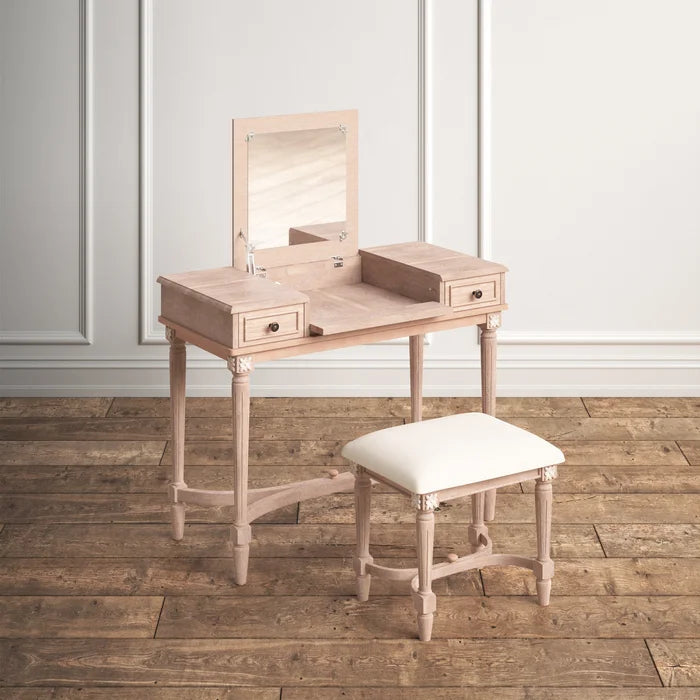 Wooden vanity 2025 set with stool
