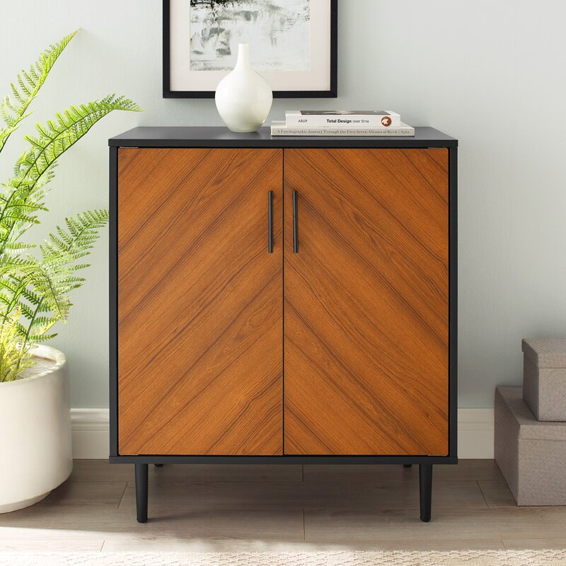 Keiko 32 Tall Mid Century Modern 2 Door Accent Cabinet Acorn Black