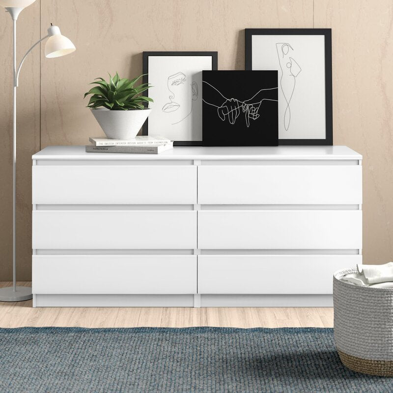 White High Gloss Kepner 6 Drawer 60.55 W Double Dresser div
